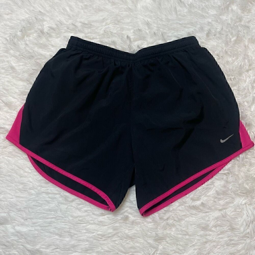 Nike Dri Fit Teens Girls Size XL Running Shorts Black Pink 4.5" Inseam Lined